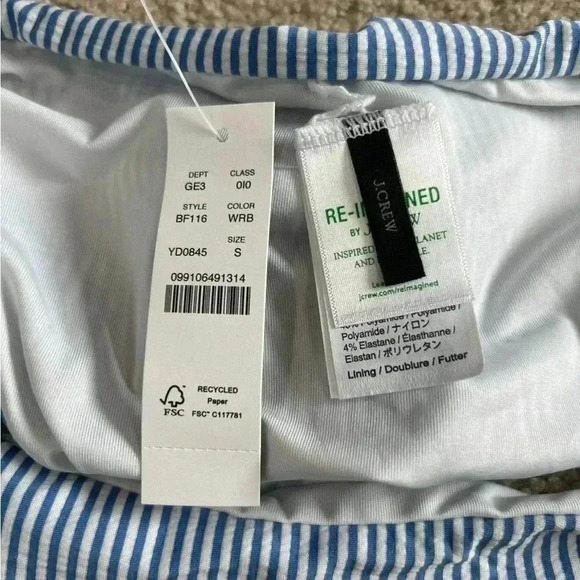 New with tags J crew blue and white striped Hipster bikini bottom in seersucker - Picture 5 of 6
